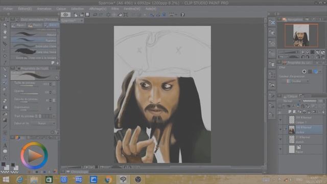 Jack Sparrow - Draw - Time Lapse - Huion GT-191 - Clip Studio Paint Pro смотреть онлайн