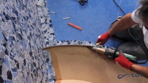 Как спаять ПВХ лайнер (пленку) CGT ALKOR для бассейна. Видео 6 Сварка лайнера на радиусных ступенях