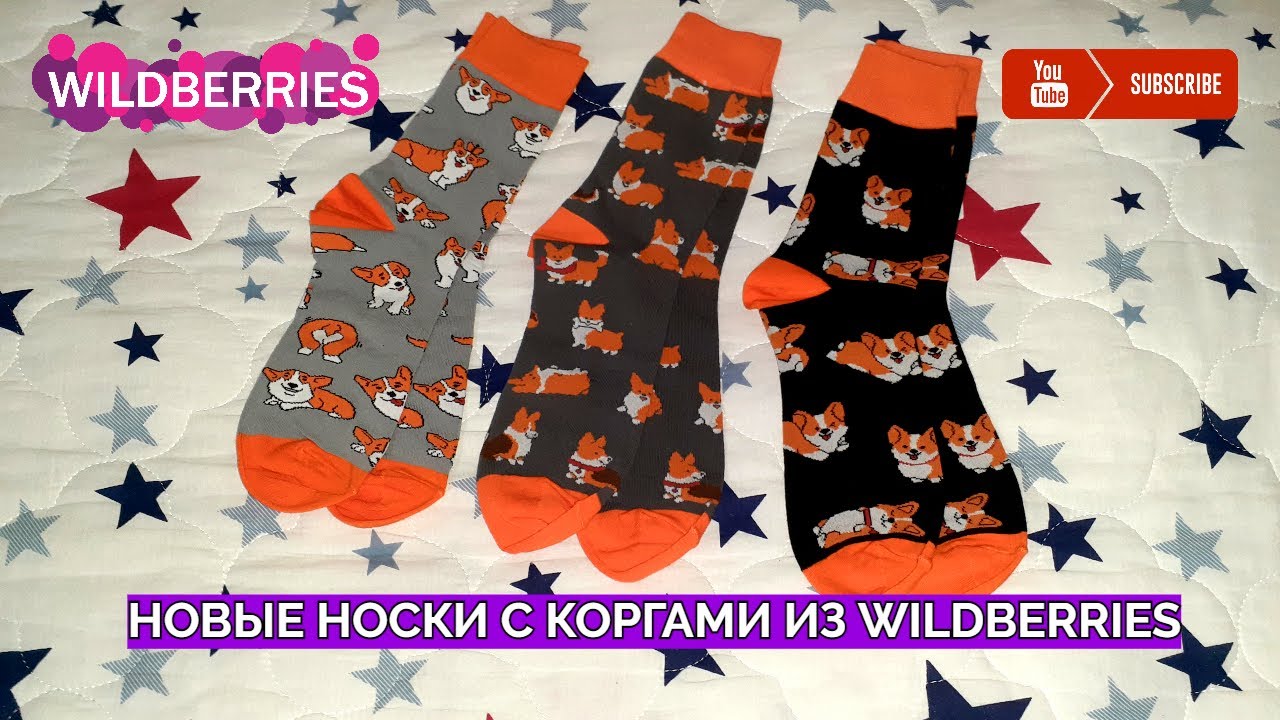 Три пары носков с коргами. Носки из маркетплейса Wildberries