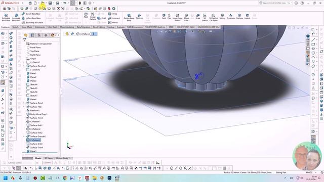 SOLIDWORKS_Свободная форма_Отсечь поверхность_Заполнить поверхность_Free form_Trim surface_Surface смотреть онлайн