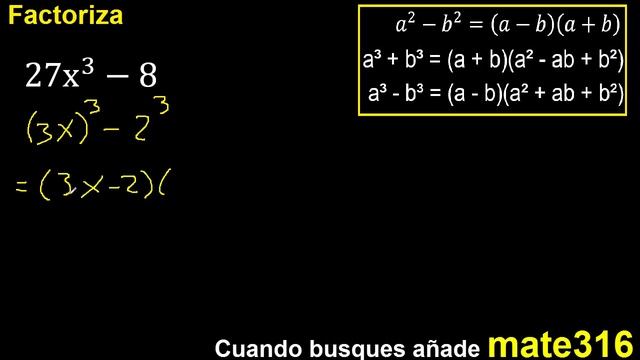 Factorizar 27x^3-8 indicar factores primos cuadraticos y lineales, factorizacion смотреть онлайн