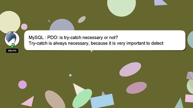 MySQL : PDO: is try-catch necessary or not? смотреть онлайн