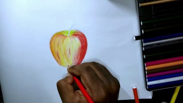 How to draw a realistic apple for beginners | step by step tutorial with colour pencils. смотреть онлайн