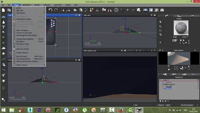 Vue. Рисуем миры. Система координат и террейны. E-on Vue. Coordinate system and terrains. смотреть онлайн