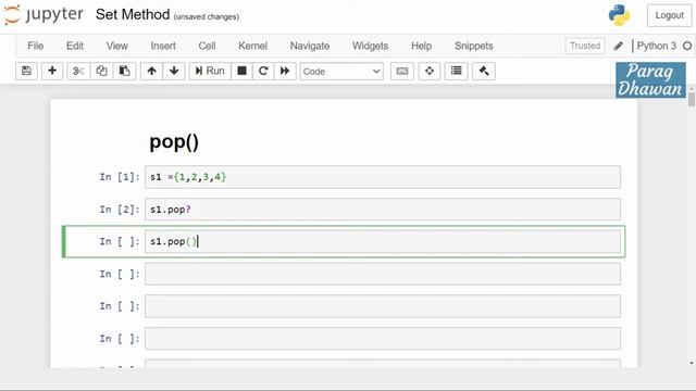 Python Set Method - pop() смотреть онлайн