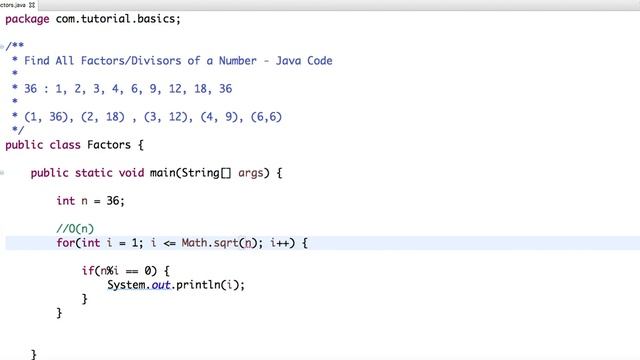 Find All Factors/Divisors of a Number - Java Code смотреть онлайн