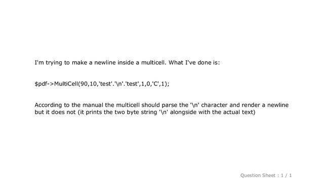 HTML : PHP - FPDF Multicell function does not make a new line смотреть онлайн