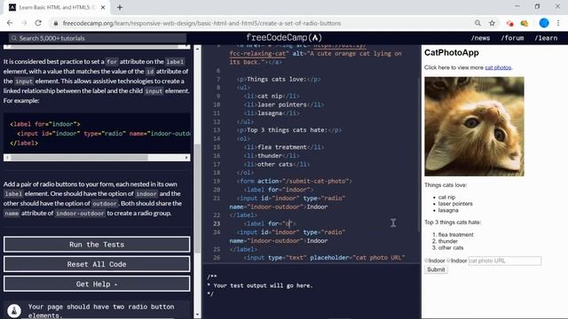 Basic HTML and HTML5 (22/28) | Create a Set of Radio Buttons | freeCodeCamp смотреть онлайн