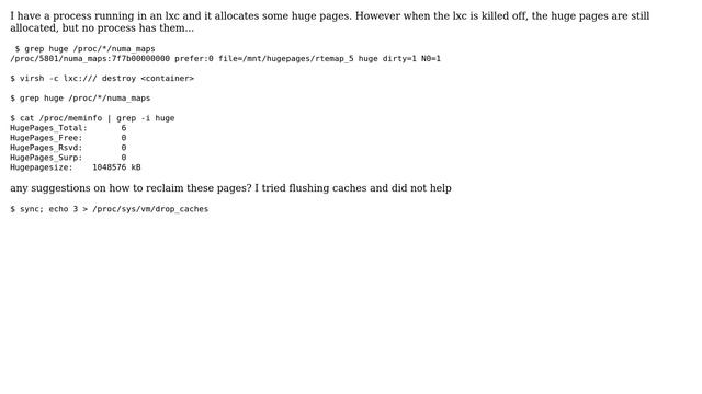 Unix & Linux: Huge pages in use, but no allocator смотреть онлайн
