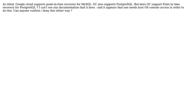 DevOps & SysAdmins: Point in Time recovery for PostgreSQL running on google cloud смотреть онлайн