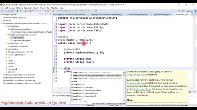 JPA / Hibernate Composite Primary Key Example with Spring Boot смотреть онлайн