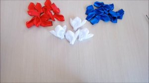 Бантики Канзаши Триколор из атласных лент МК / Bows Kanzashi Tricolor of satin ribbons MK