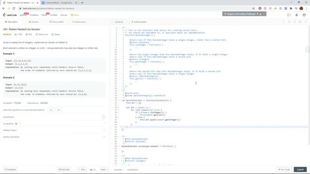LeetCode 341: Flatten Nested List Iterator смотреть онлайн