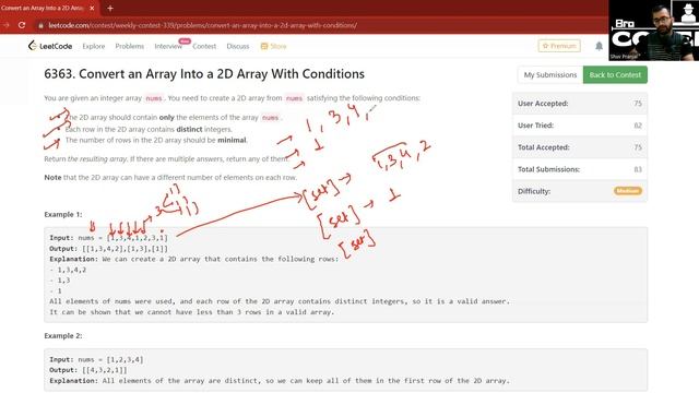 2610. Convert an Array Into a 2D Array With Conditions | Weekly Contest 339 | LeetCode 2610 смотреть онлайн