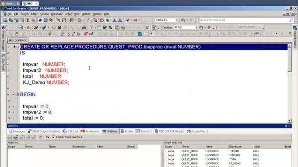 Debugging PL SQL Code with Toad for Oracle
