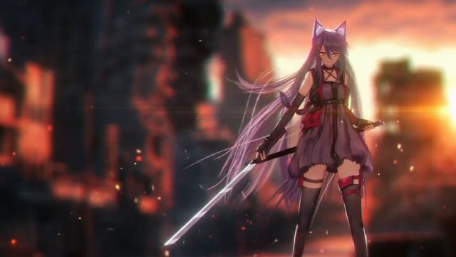 Красивый рабочий стол Кошкодевочка с мечем смотреть онлайн