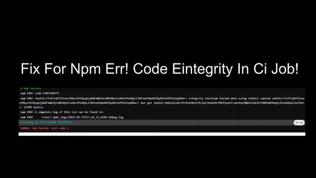 [SOLVED] Fix npm ERR! code EINTEGRITY смотреть онлайн