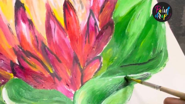 Protea flower painting //Acrylic painting/ how to paint a flower смотреть онлайн