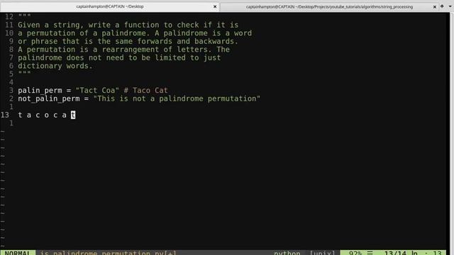 String Processing in Python: Is Palindrome Permutation смотреть онлайн