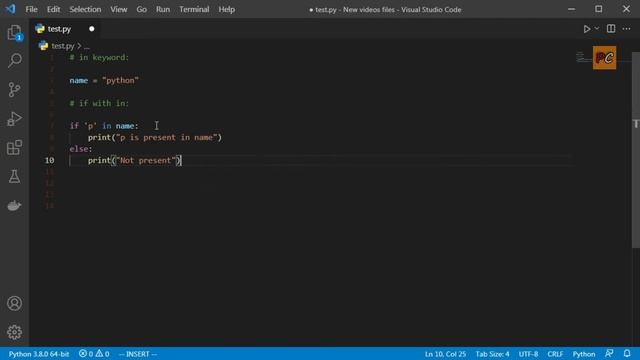in keyword | Python Tutorial for beginners смотреть онлайн