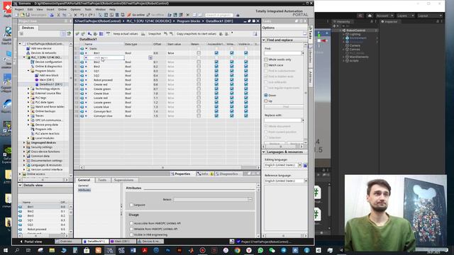 Control of the Industrial Robot in Unity with TIA Portal (English) смотреть онлайн