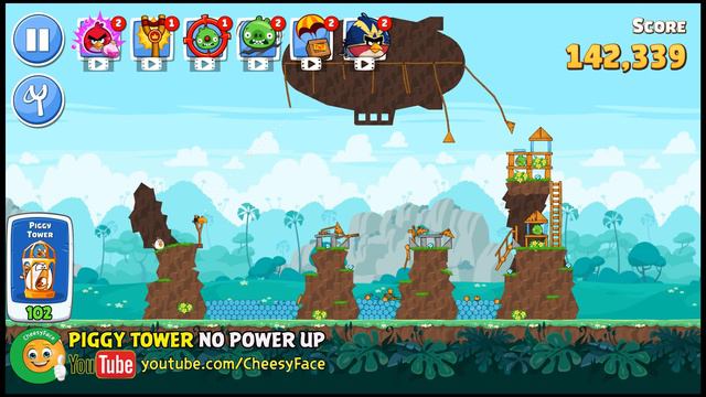 CheesyFace Walkthrough Level 102 Piggy Tower NO POWER UP Angry Birds Friends смотреть онлайн