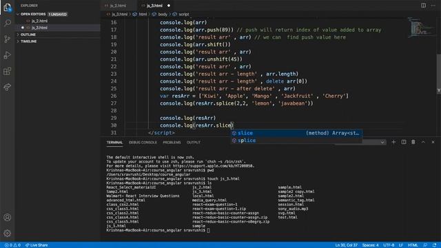 Javascript: Array methods , For loops , if , switch loop смотреть онлайн