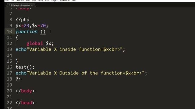 PHP Variables Scope lect 4 смотреть онлайн