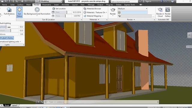 Autocad 3d camera adjustments Rendering and Sky view Tutorial смотреть онлайн