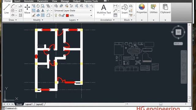 19 Architectural drawing (furnetur) in AutoCAD смотреть онлайн