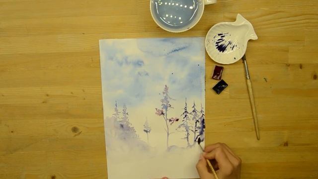 Деревья в тумане (мастер-класс от студии "Artista") смотреть онлайн