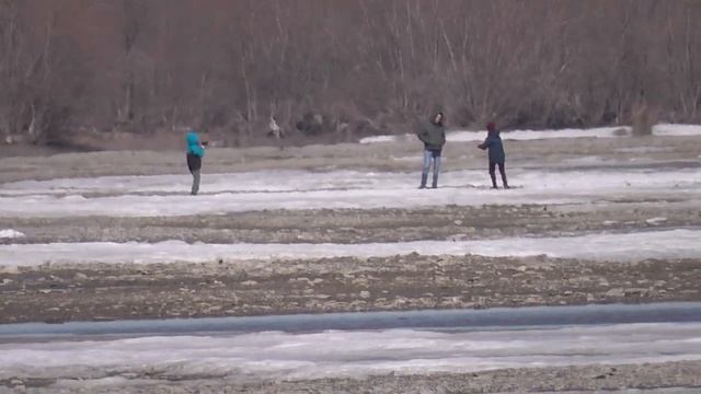 Река Обь в апреле. Пригород Новосибирска. смотреть онлайн