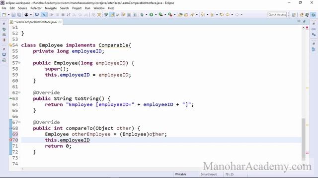 java comparable interface (manohar academy) смотреть онлайн