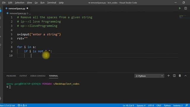 Problem Solving 9 | Remove empty spaces from a given string|Python смотреть онлайн