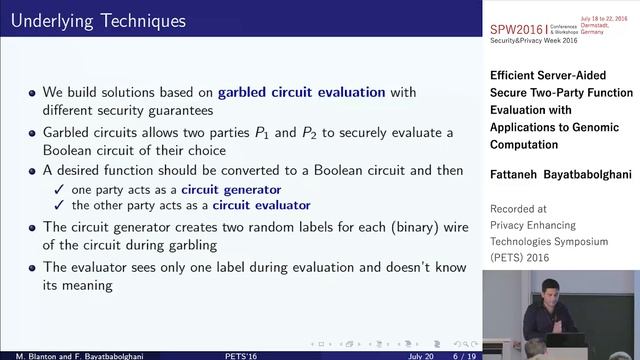 Marina Blanton and Fattaneh Bayatbabolghani - Efficient Server-Aided Secure Two-Party Function смотреть онлайн