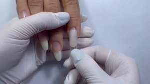 Жидкий полигель+верхние формы. Коррекция ногтей.