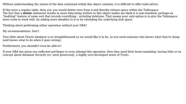 Databases: Free space of tablespace deleting table content (rows) (2 Solutions!!) смотреть онлайн