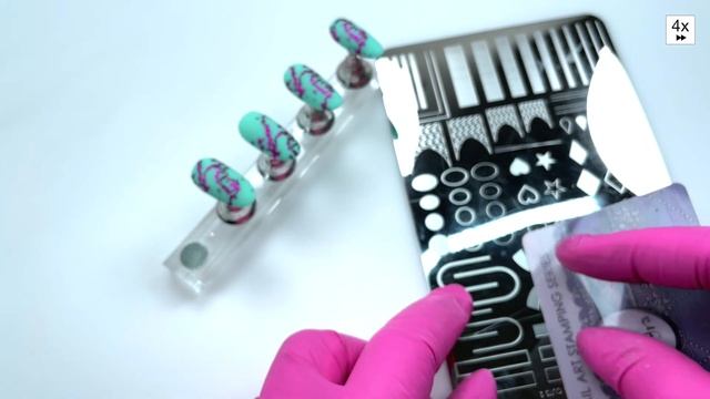 Layered stamping nail design for spring | Mint nails with gel polish and transfer foil смотреть онлайн