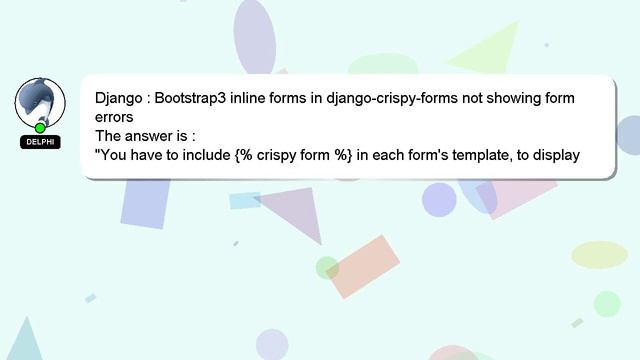 Django : Bootstrap3 inline forms in django-crispy-forms not showing form errors смотреть онлайн