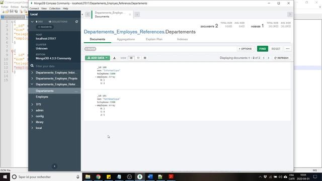 MongoDB Compass Departements Employes References смотреть онлайн