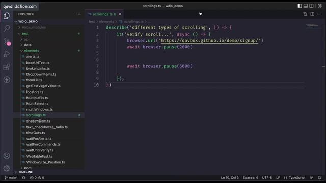 Scroll on a web page with scroll options using webdriverIO смотреть онлайн