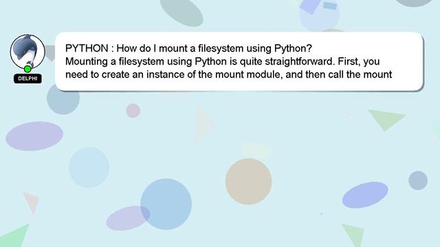 PYTHON : How do I mount a filesystem using Python? смотреть онлайн