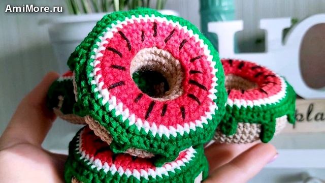 Амигуруми: схема Пончик-арбузик. Игрушки вязаные крючком - Free crochet patterns. смотреть онлайн