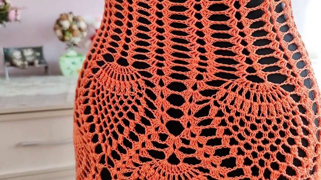 Платье крючком узором "Ананас" смотреть онлайн