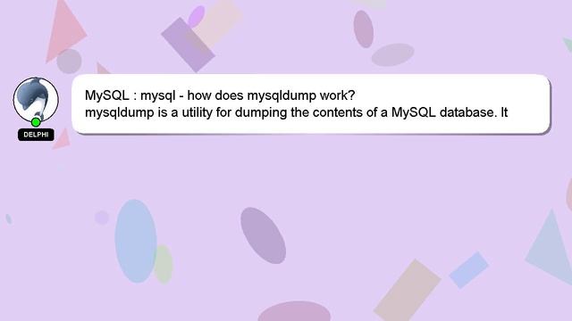 MySQL : mysql - how does mysqldump work? смотреть онлайн