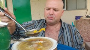 ОБЖОР суп гречневый с фрикадельками/мукбанг дачный