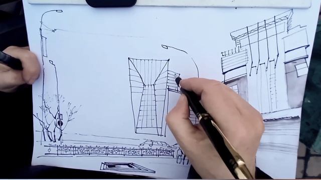 Городская зарисовка Перо Пленэр Рисую и говорю 26.03.2023 (ускорено Х8) UrbanSketch Pen смотреть онлайн