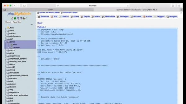 2: Как экспортировать / импортировать базу данных MySql в phpMYadmin | изучаем PHP & MYSQL