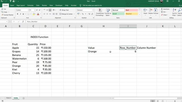 Index Function In Excel смотреть онлайн